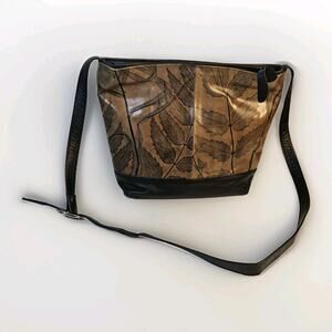 Vintage Leaf Leather C.L. Whiting Collection Brown Purse Handbag Magnetic Close